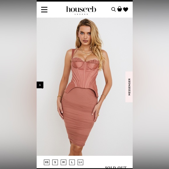 house of cb Large antique rose corset midi dress - Picture 2 of 14